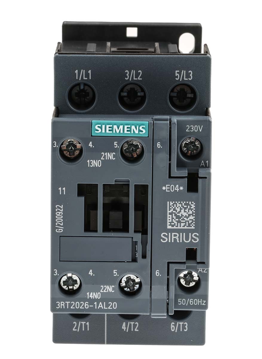 Siemens 3RT2 Control Relay 3NO, 22 A F.L.C, 40 A Contact Rating, 230 Vac, 3P, SIRIUS