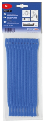 HellermannTyton Cable Tie, Hook and Loop, 1m x 13 mm, Blue PA (Loop), PP (Hook), Pk-1