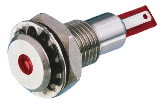 Bulgin Red Panel Mount Indicator, 24V dc, 12.2mm Mounting Hole Size, Solder Tab Termination, IP67