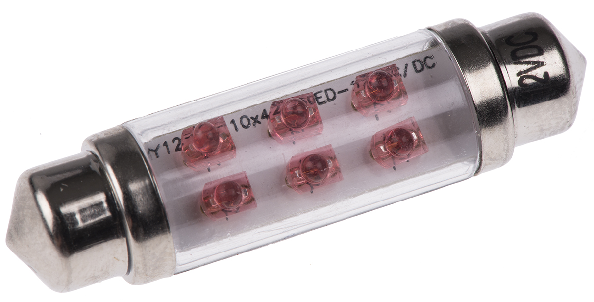 JKL Components LED Car Bulb, Red, Festoon shape