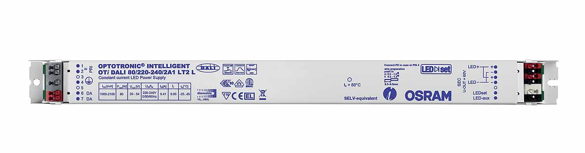 Osram LED Driver, 20 → 54V Output, 80W Output, 2.1A Output, Constant Current Dimmable