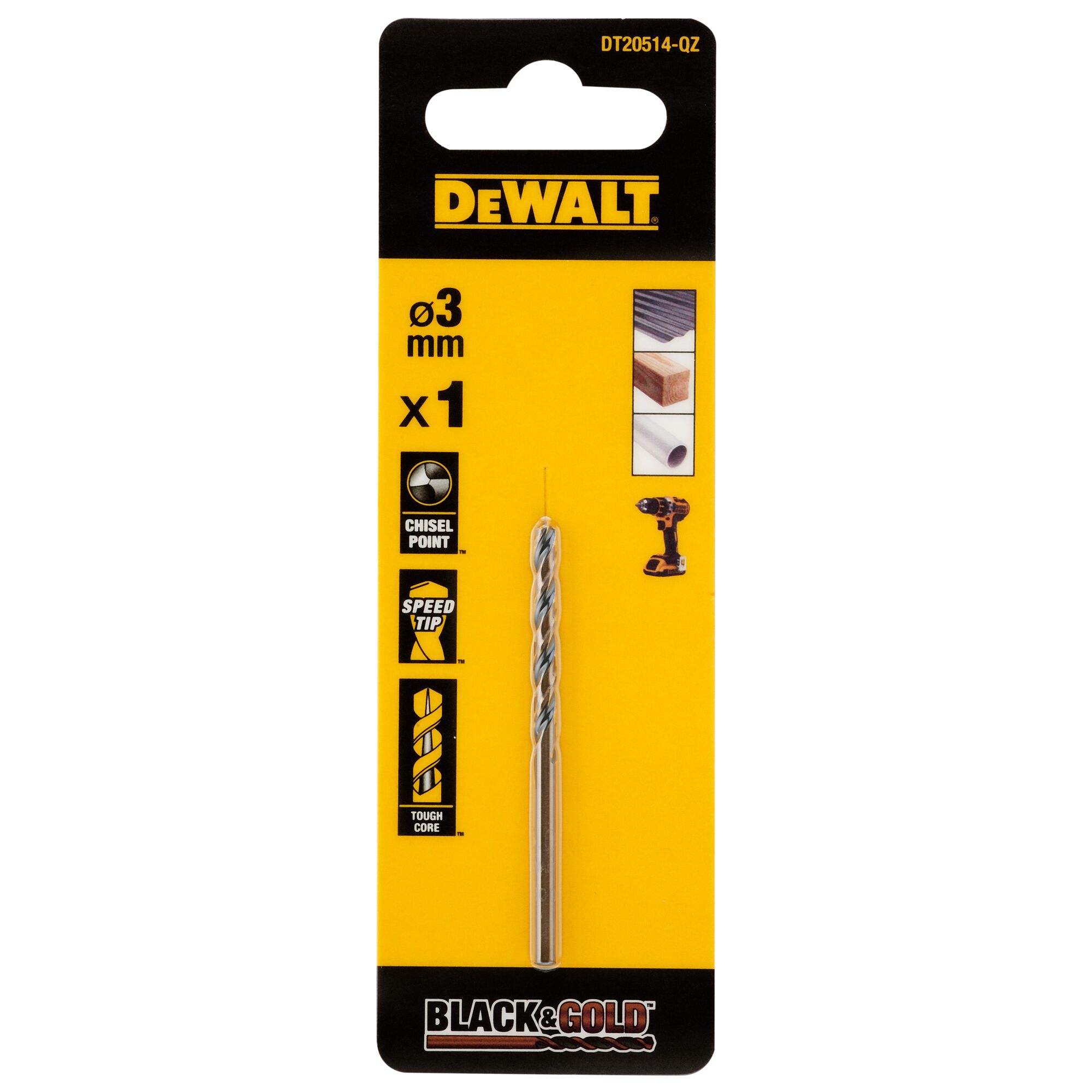 DeWALT DT205 Series HSS Twist Drill Bit for Metal, 3mm Diameter