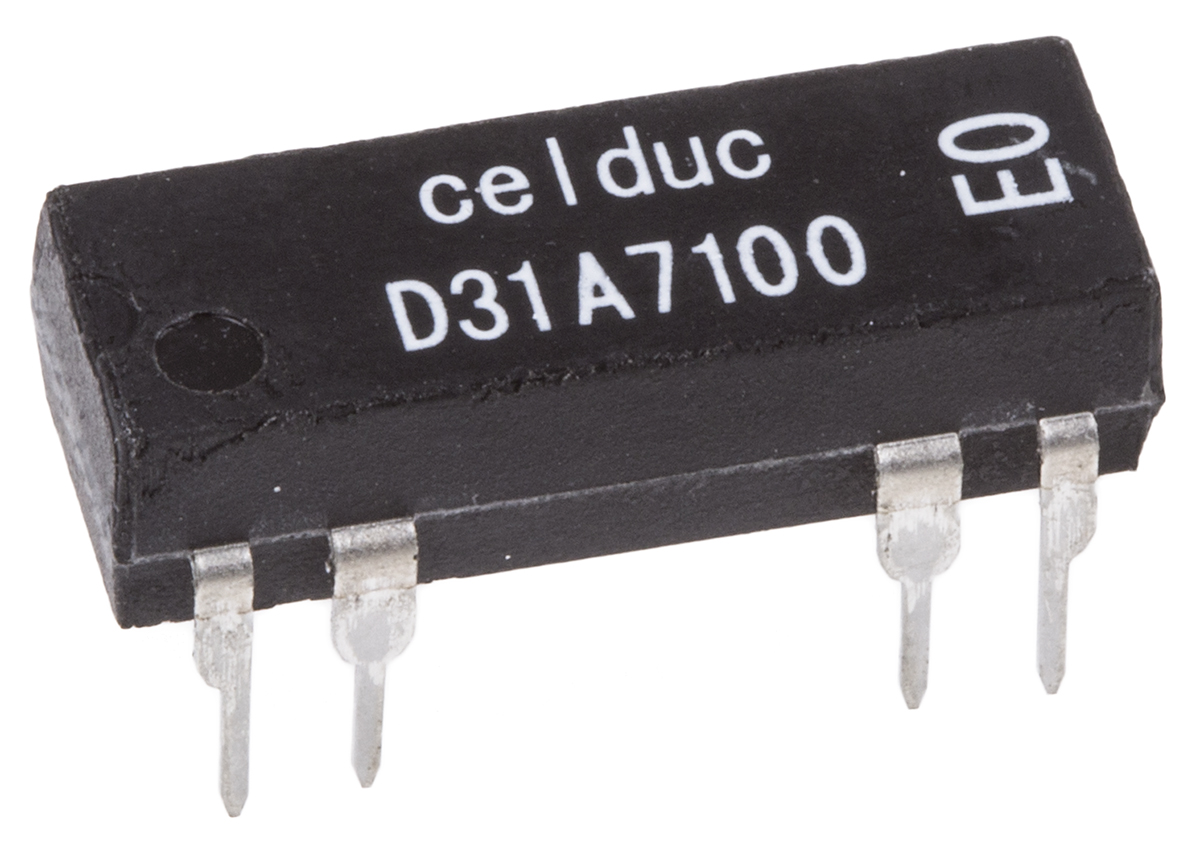 Celduc Plug In Reed Relay, 24V dc Coil, SPST, 100V dc Max, 2150Ω