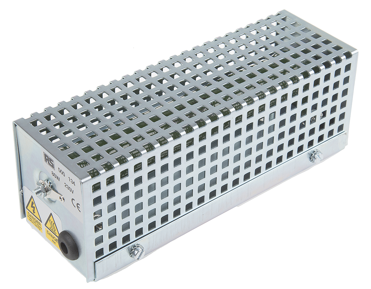 RS PRO Enclosure Heater, 230V ac, 80W Output, 80W Input, 93°C, 70mm x 191mm x 67mm