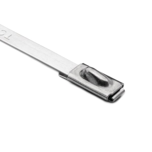 HellermannTyton Cable Tie, Roller Ball, 127mm x 4.6 mm, Metallic 304 Stainless Steel, Pk-100