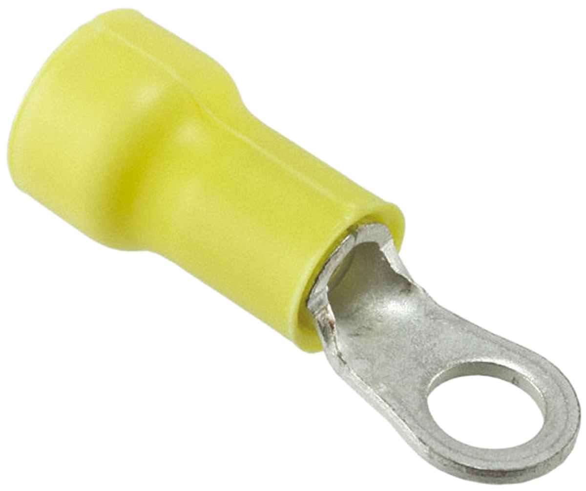 TE Connectivity, PLASTI-GRIP Insulated Ring Terminal, M5 (#10) Stud Size, 2.6mm² to 6.6mm² Wire Size, Yellow