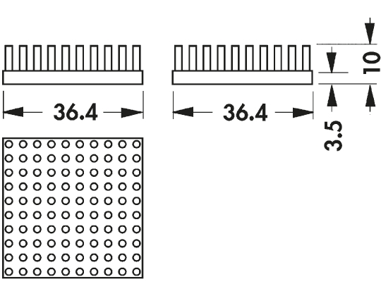 Fischer Elektronik Heatsink, Universal Square Alu, 4.7K/W, 36.4 x 36.4 x 10mm, Adhesive Foil, Conductive Foil