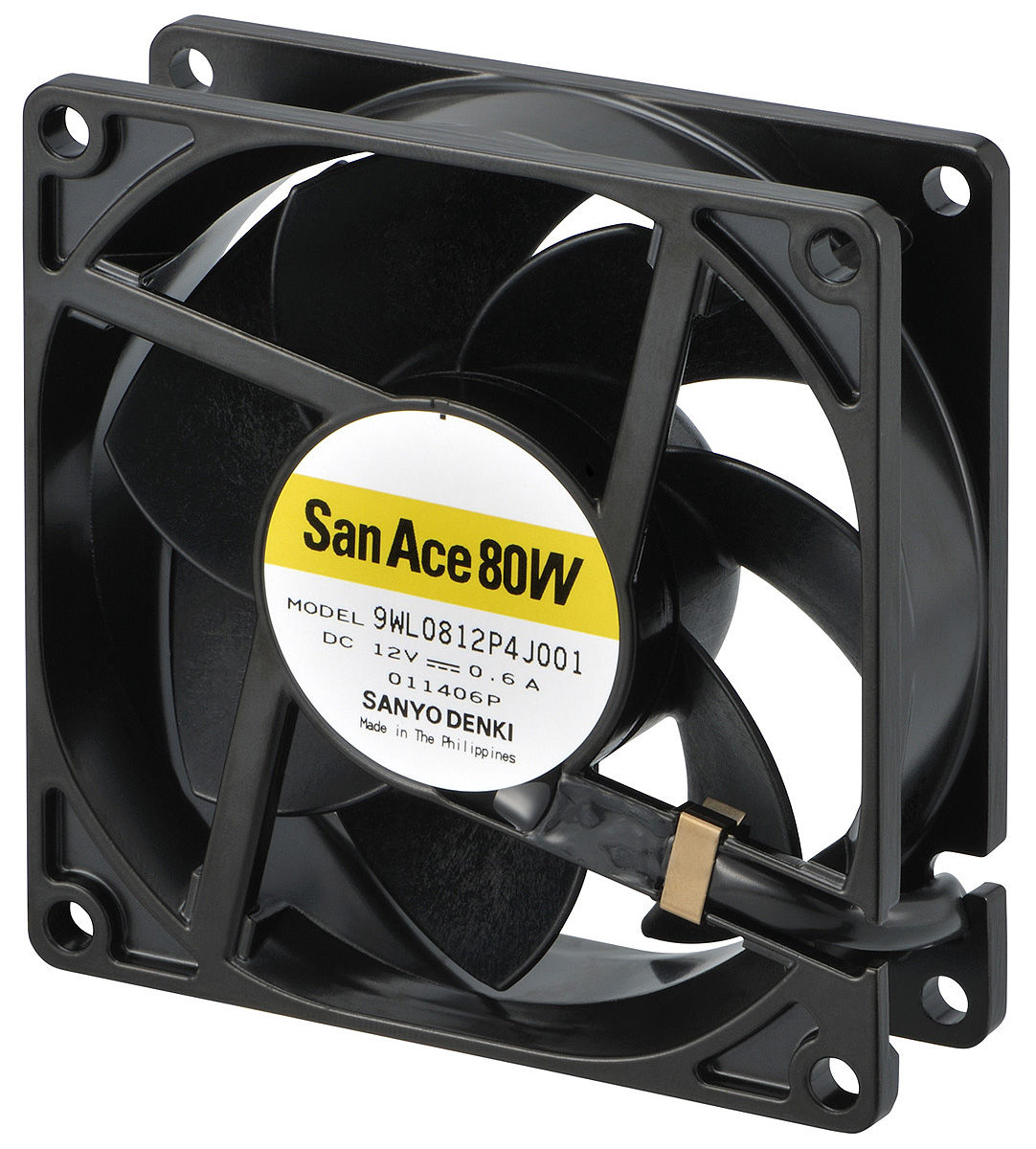 Sanyo Denki San Ace 9WL Series Axial Fan, 12 V dc, DC Operation, 124.2m³/h, 7.2W, 600mA Max, IP68, 80 x 80 x 25mm