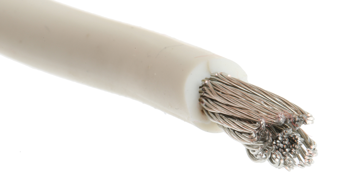 Alpha Wire Hook-up Wire Silicone Series White 8.4 mm² Hook Up Wire, 8 AWG, 133/0.28 mm, 30m, Silicone Rubber