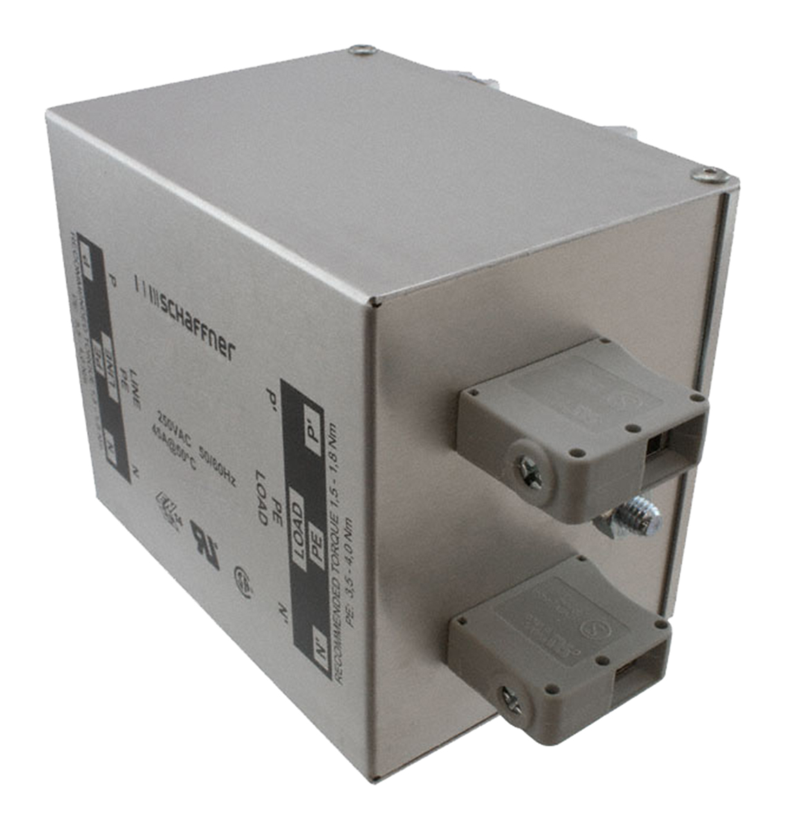 Schaffner, FN2412H 8A 520/300 V ac 400Hz, DIN Rail EMC Filter, Terminal Block 2 Phase