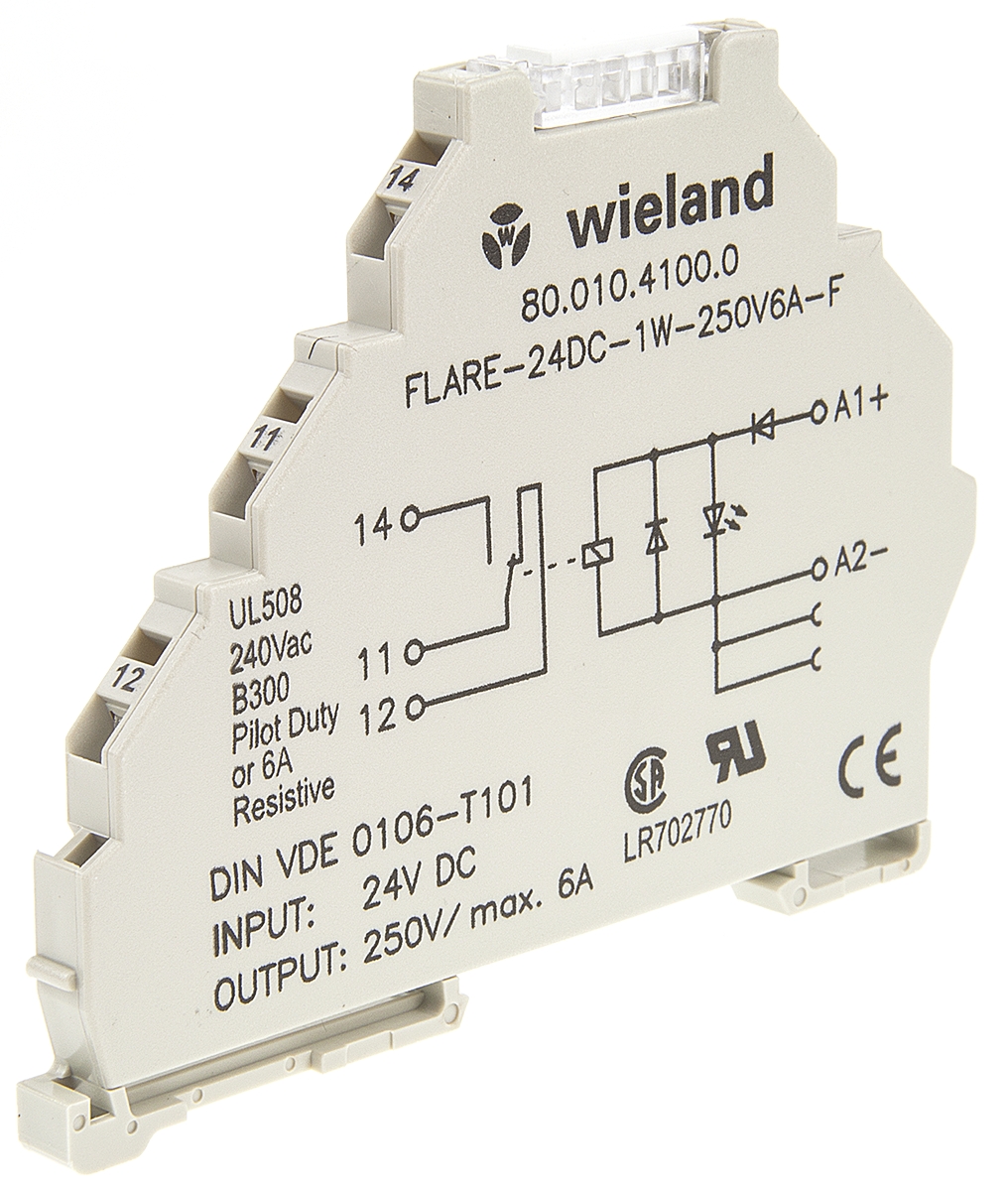 Wieland flare Series Interface Relay, DIN Rail Mount, 24V dc Coil, SPDT, 1-Pole