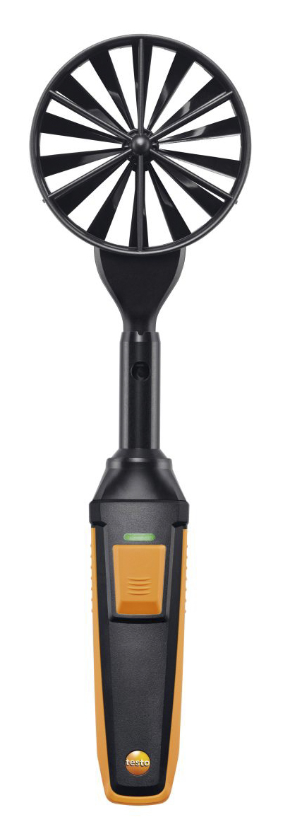 Testo Vane Probe for Air Velocity, Temperature, Volume Flow, +70°C Max, Battery-Powered