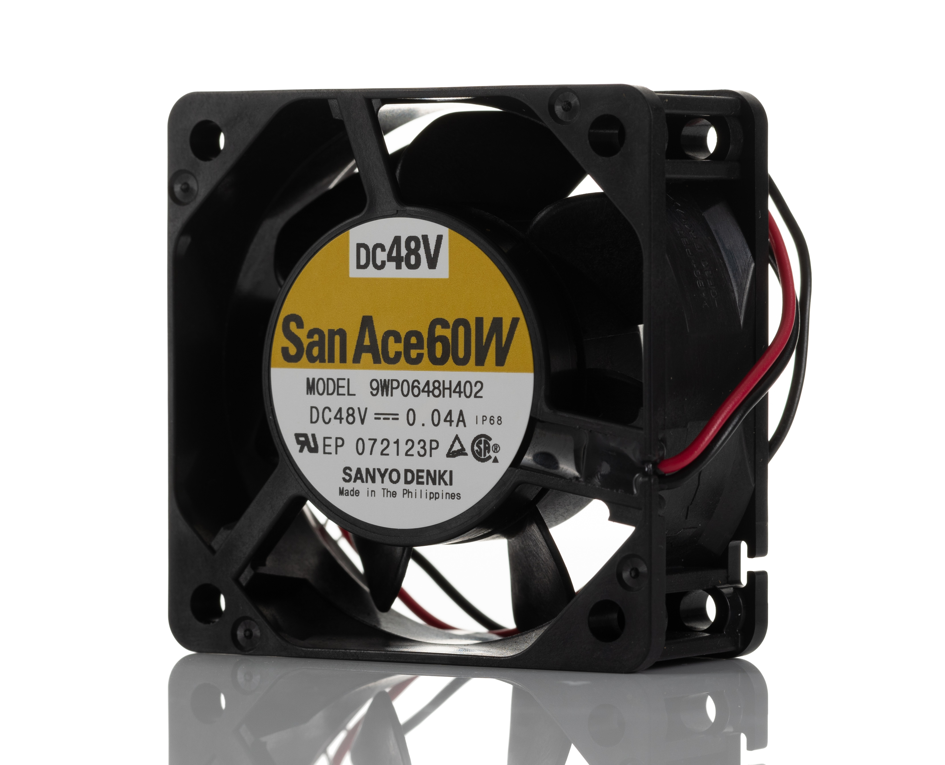 Sanyo Denki 9WP Series Axial Fan, 48 V dc, DC Operation, 18.7cfm, 1.92W, 40mA Max, IP68, 60 x 60 x 25mm