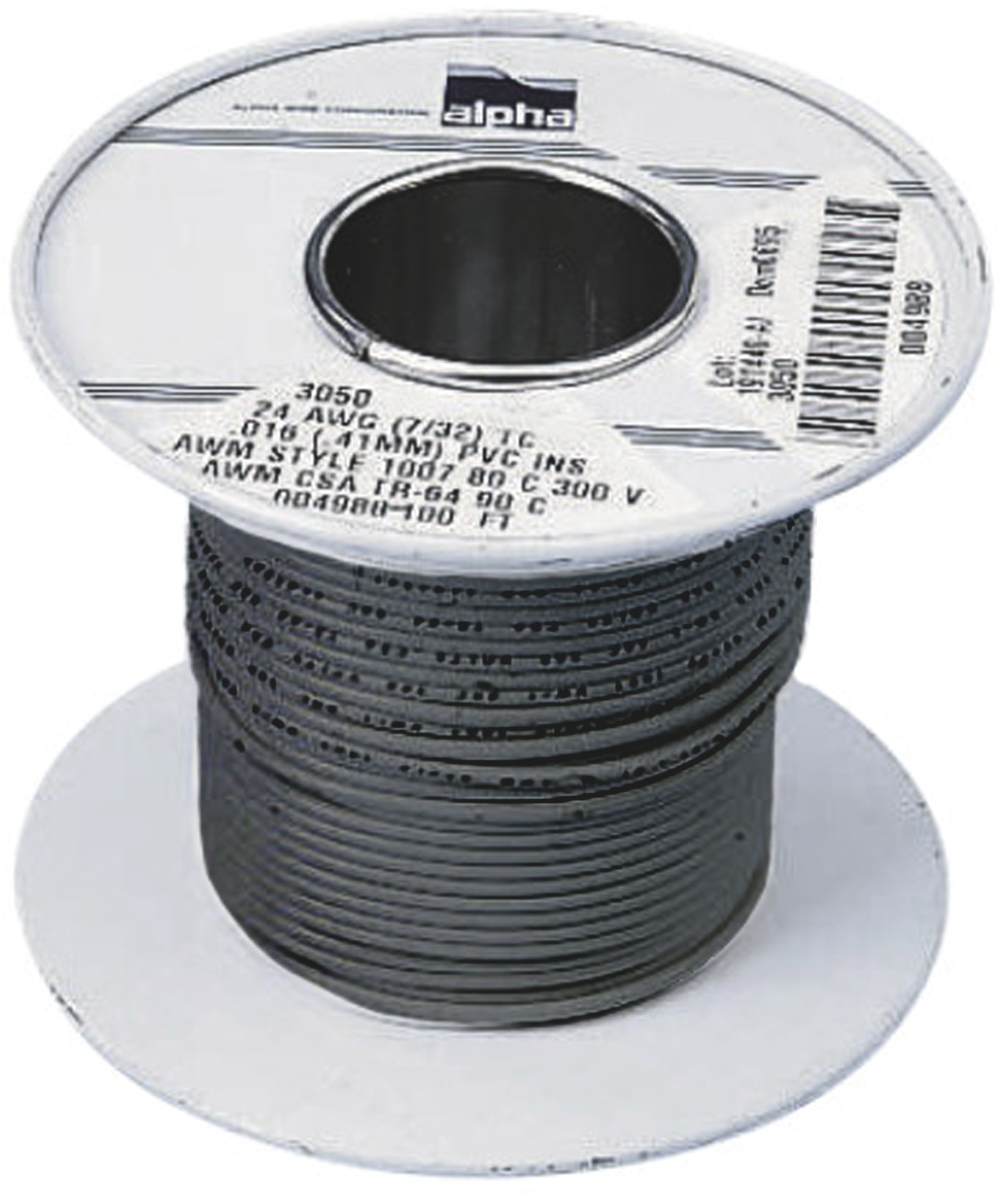 Alpha Wire Premium Series Grey 0.52 mm² Hook Up Wire, 20 AWG, 10/0.25 mm, 30m, PVC Insulation, 3053 SL005