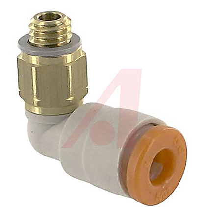 SMC KQ2 Series Elbow Threaded Adaptor, NPT 1/8 Male to Push In 5/32 in, Threaded-to-Tube Connection Style