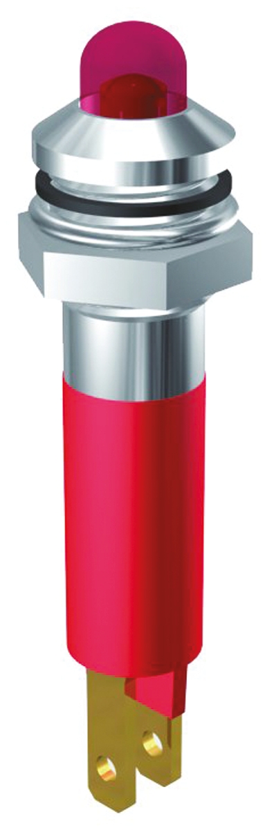 Signal Construct Green Panel Mount Indicator, 230V, 8mm Mounting Hole Size, Solder Tab Termination