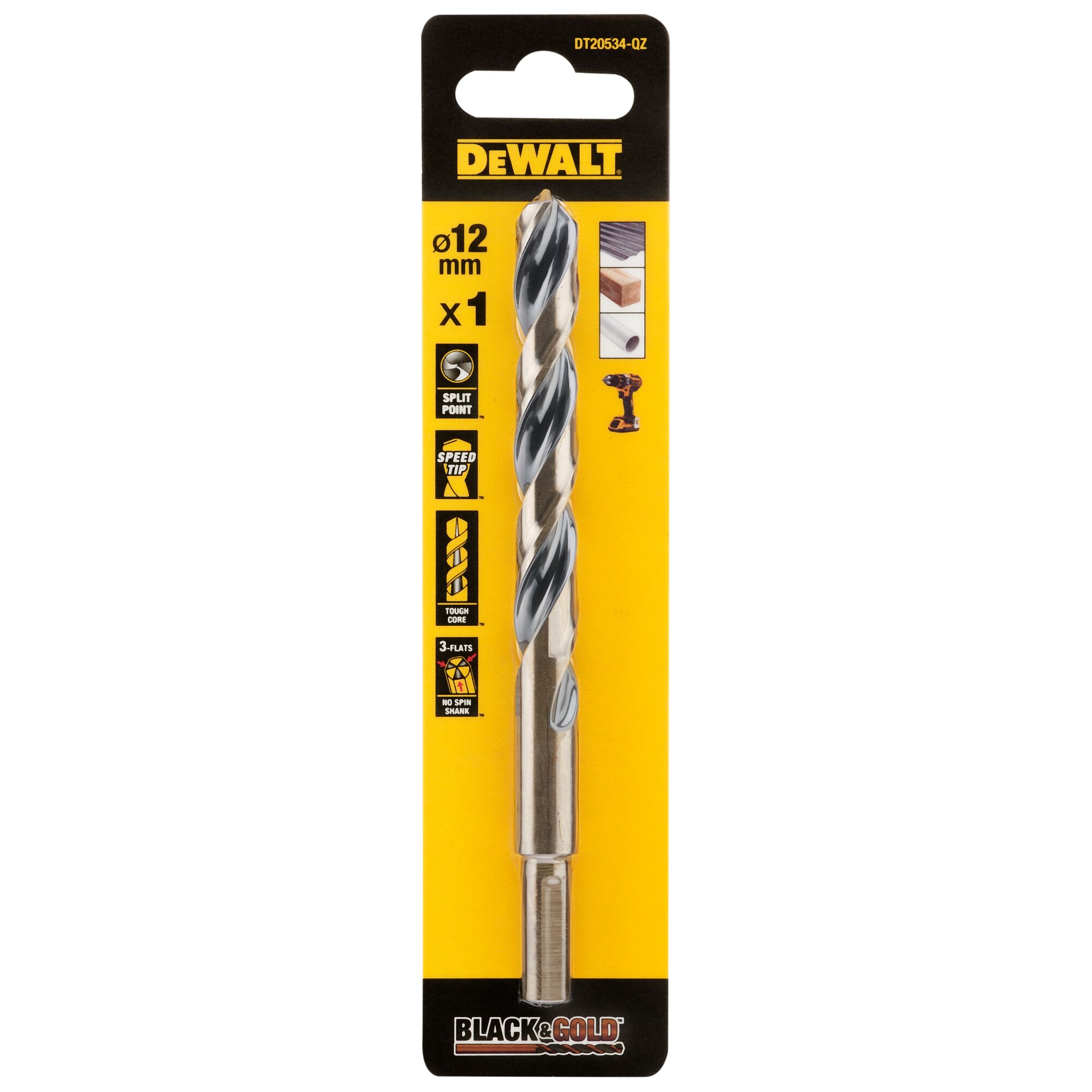 DeWALT DT205 Series HSS Twist Drill Bit for Metal, 12mm Diameter