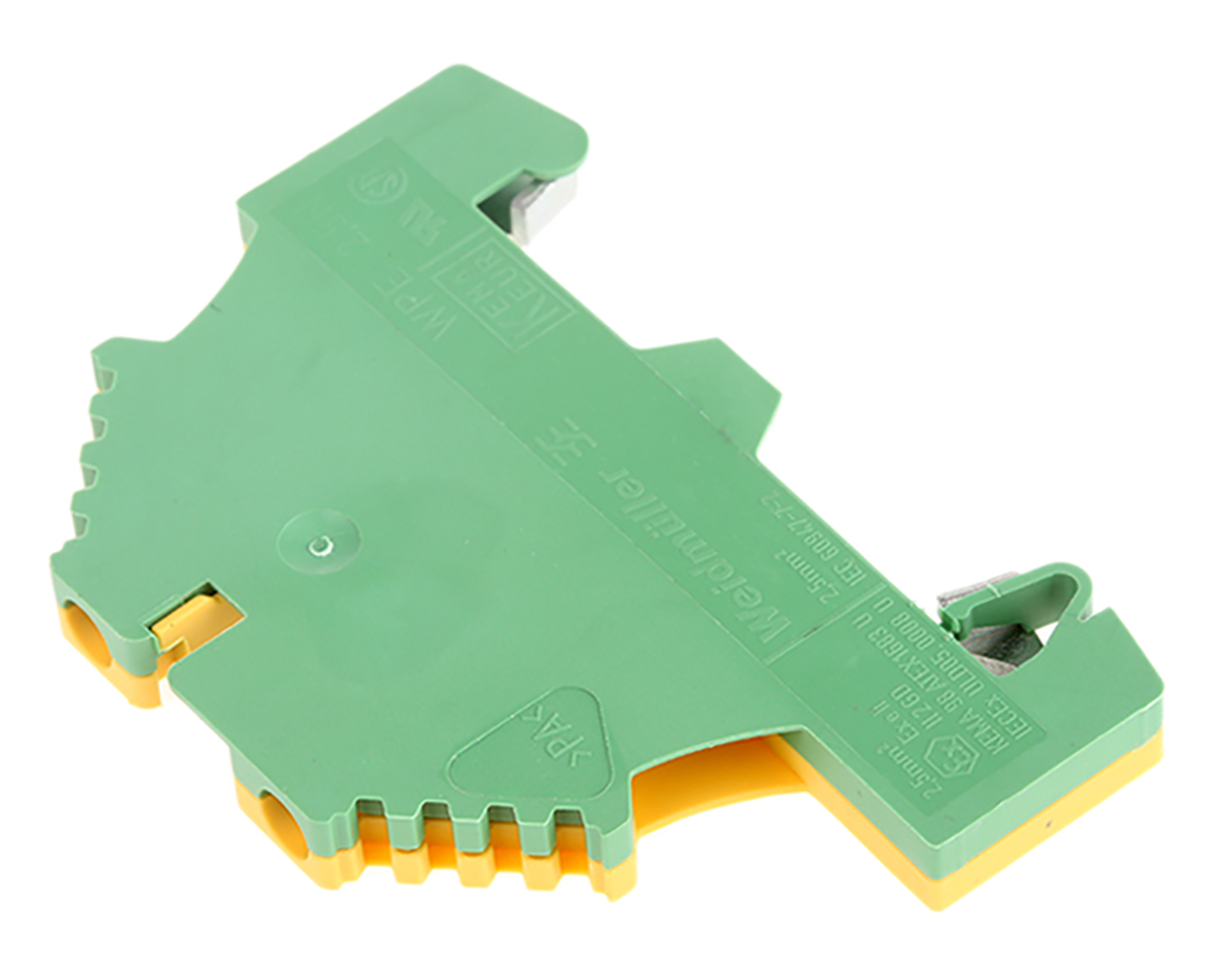 Weidmuller 1016200000 WPE Series Green/Yellow, 0.5 → 4mm², Single-Level, Screw Termination