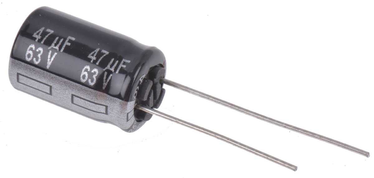 Panasonic 47μF Aluminium Electrolytic Capacitor 63V dc, Radial, Through Hole - EEUTA1J470