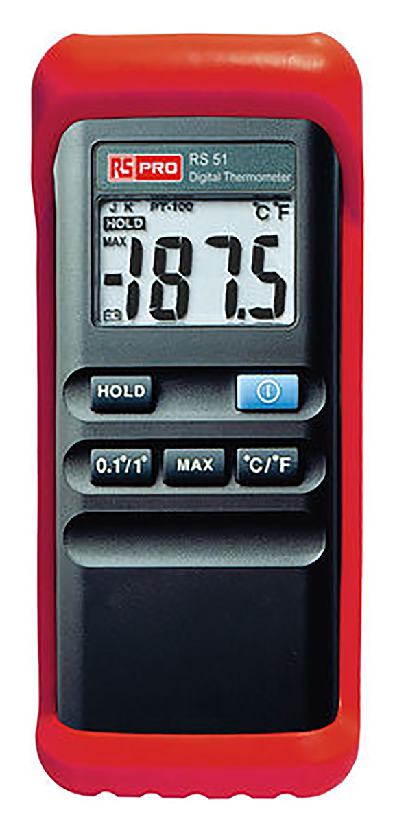 RS PRO Wired Digital Thermometer, K Probe, 1 Input(s), +1300 °C, +1999°F Max, ±0.3 % Accuracy - With SYS Calibration