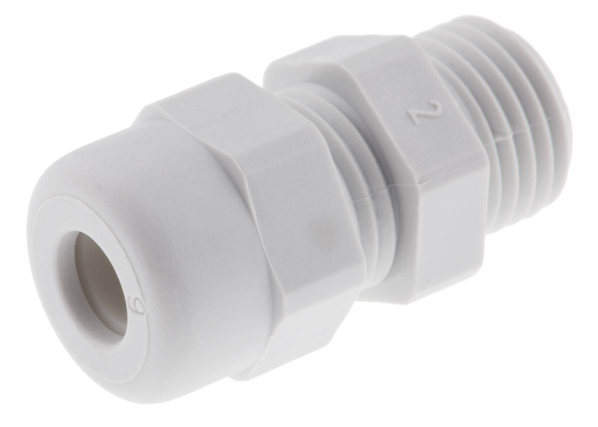 SIB WADI-TEC Series Grey PA 6 Cable Gland, PG7 Thread, 3mm min., 6mm max., IP68