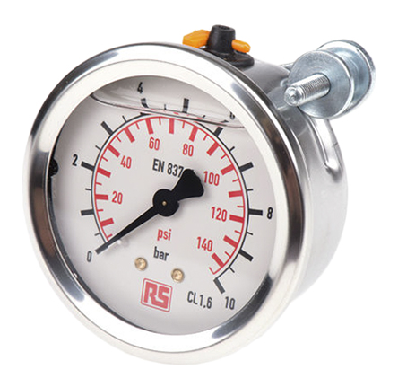 WIKA G 1/4 Analogue Pressure Gauge 10bar Back Entry 63mm Outside Diameter, UKAS
