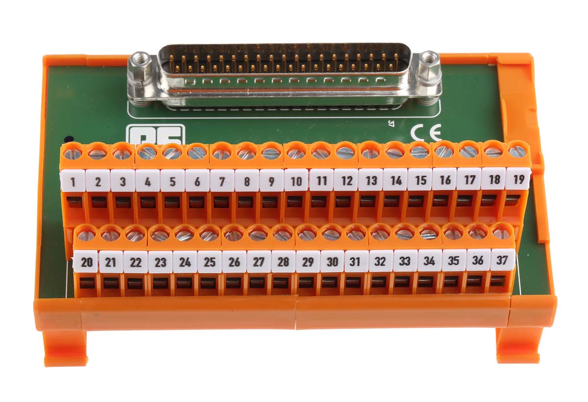 RS PRO 37-Contact Male Interface Module, D-sub Connector, DIN Rail Mount, 1A