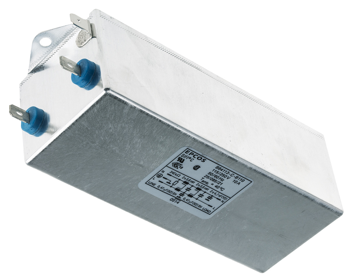 EPCOS, B84113C 10A 250 V ac/dc 50 → 60Hz, Chassis Mount EMC Filter, Tab, Single Phase
