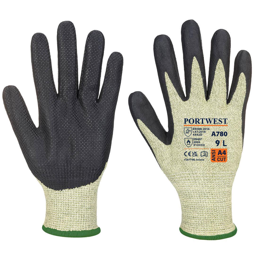 Portwest Green, Black Aramid, Neoprene, Fibreglass Glove 45 mm