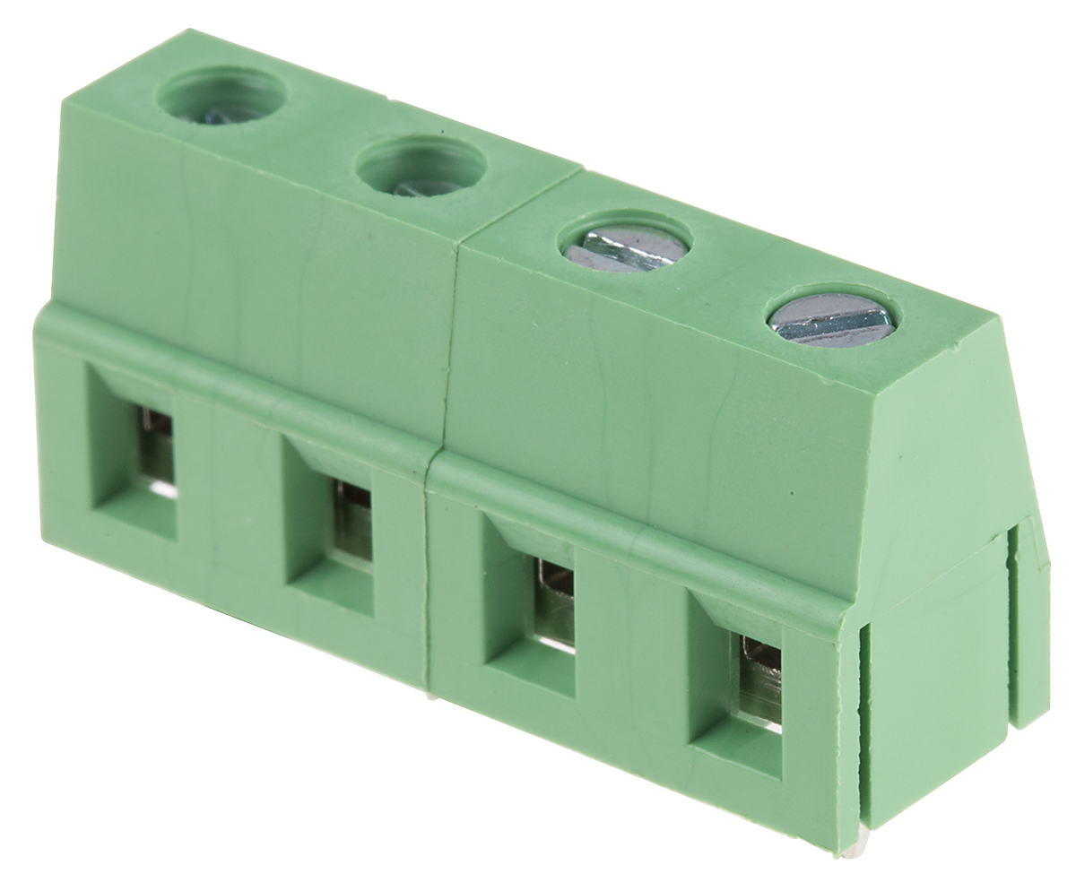 RS PRO PCB Terminal Block, 4-Contact, 7.5mm Pitch, Through Hole Mount, 1-Row, Screw Termination
