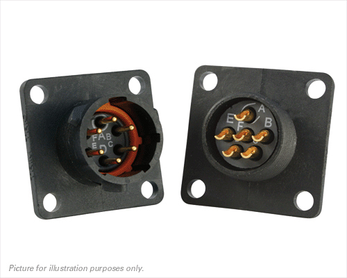 Souriau Sunbank by Eaton Circular Connector, 6 Contacts, Flange, Standard Connector, Plug, Male, IP68, IP69K, UTS Series