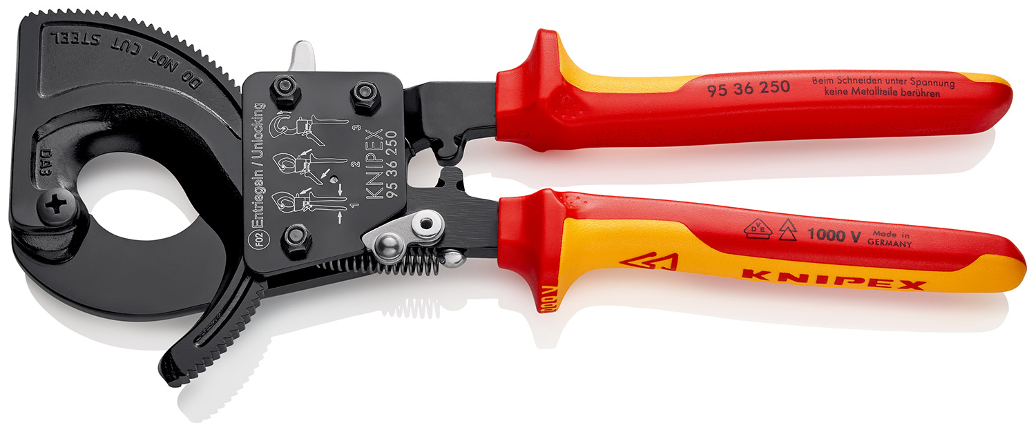 Knipex Knipex VDE/1000V Insulated Ratchet Cable Cutters