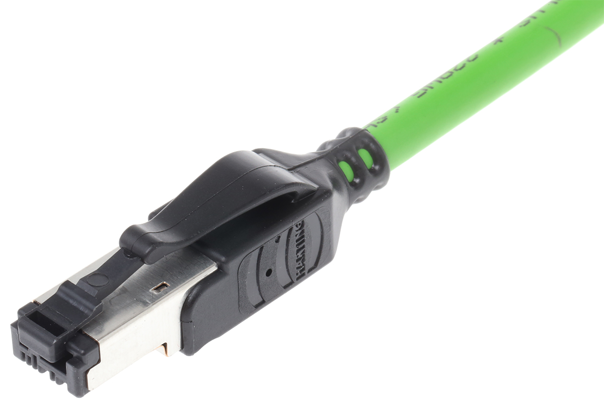 HARTING, 3m Cat5, Green RJ45 to Male RJ45 Male, U/FTP Shielded, Terminated PVC Sheath