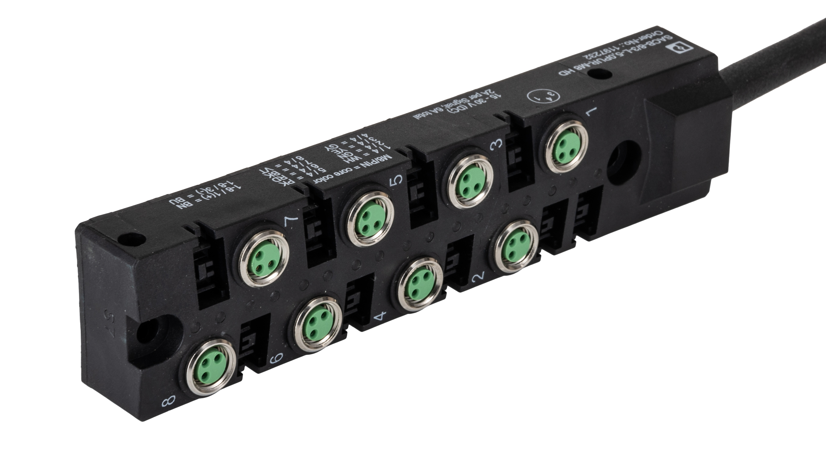 Phoenix Contact 0PUR-M8 HD, SACB- 8/3-L- 5 Series Sensor Box, M8, 5m cable, 3 way, 8 port