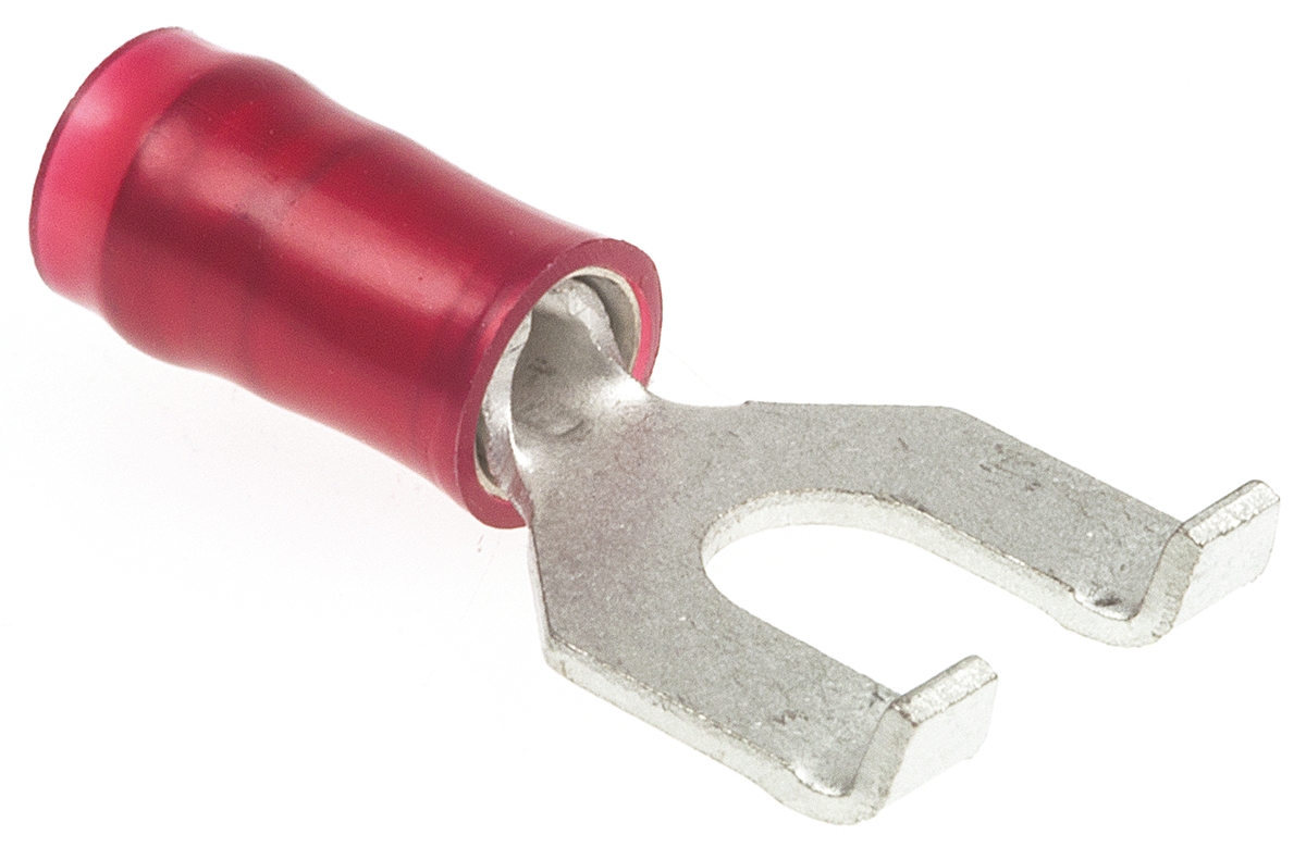 TE Connectivity PIDG Insulated Crimp Spade Connector, 0.3mm² to 1.4mm², 22AWG to 16AWG, M4 Stud Size Nylon, Red