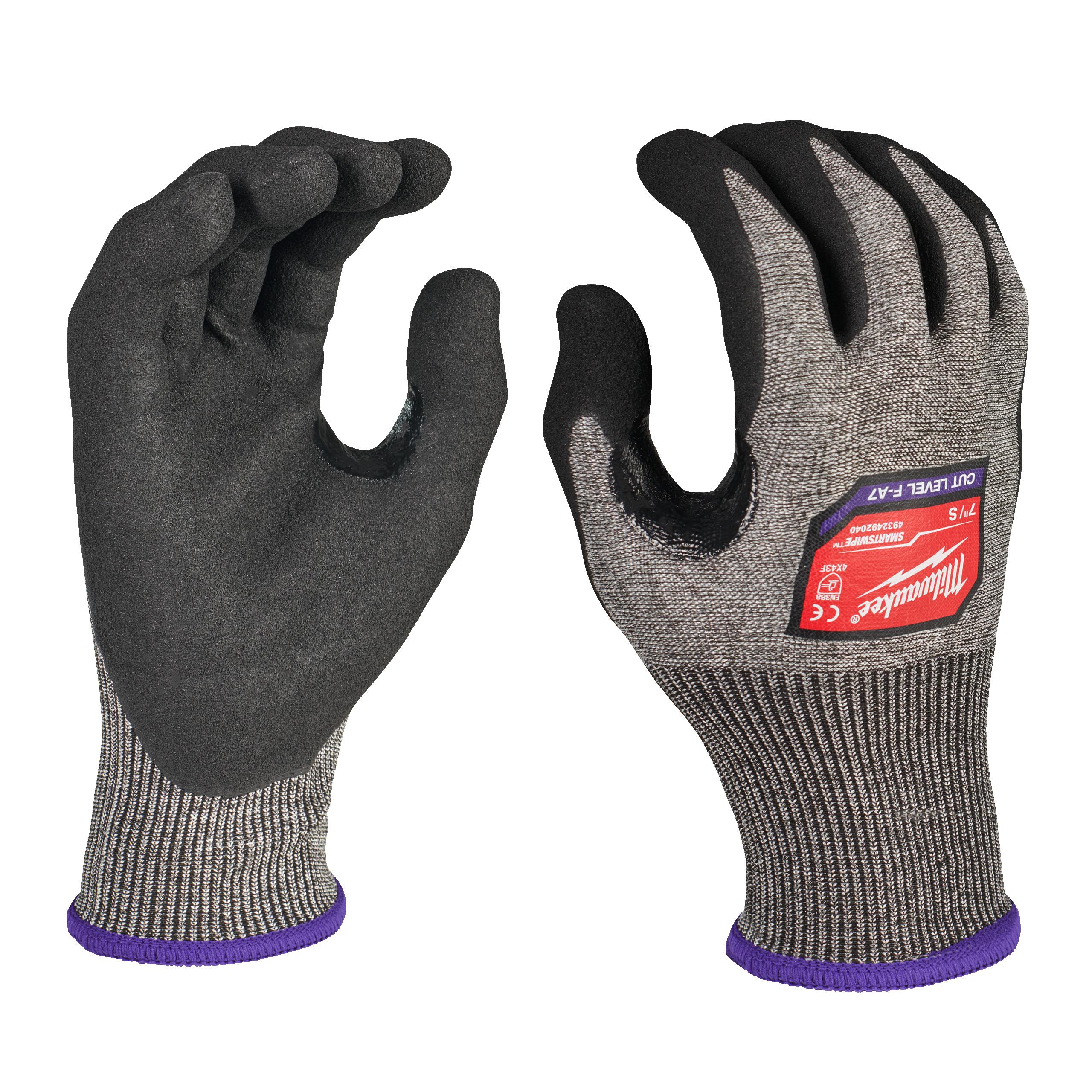 Milwaukee High Cut Grey Fibreglass, High Performance Polyethylene, Nylon, Spandex, Tungsten Work Gloves, Size 8