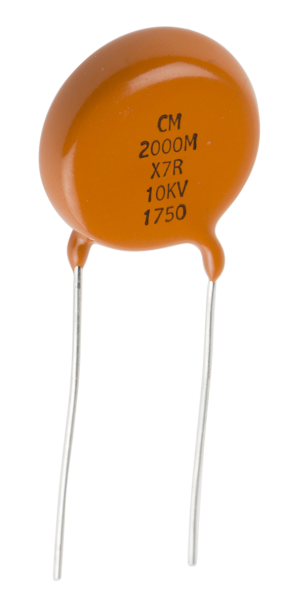 Vishay Single Layer Ceramic Capacitor (SLCC) 2nF 10kV dc X7R Dielectric, 615R, Through Hole +105°C Max Op. Temp.