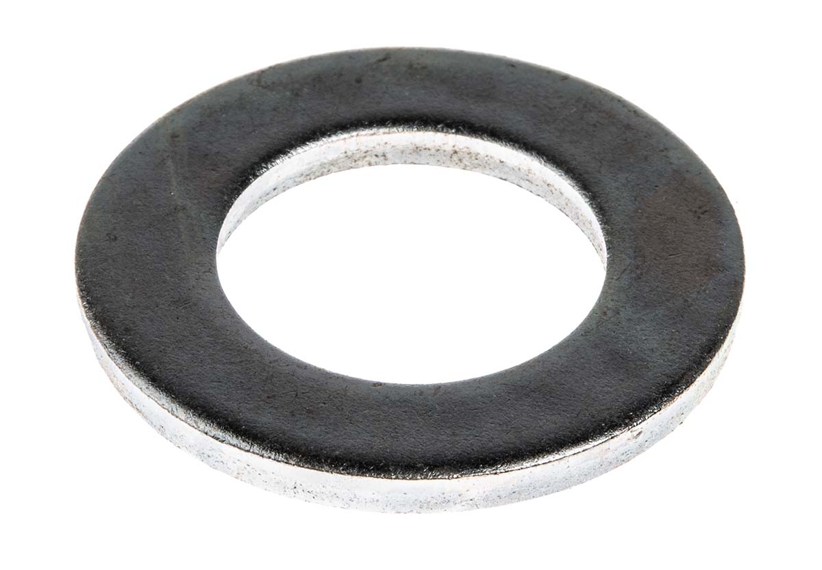 Bright Zinc Plated Steel Plain Washer, 3mm Thickness, M20