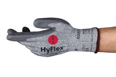 Ansell 11-425 Grey Polyamide Work Gloves, Size 7, Aqua Polymer Coating