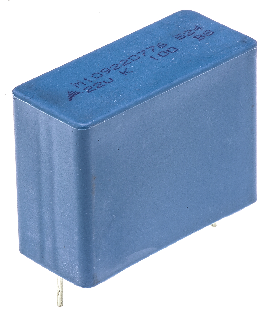 EPCOS B32524 Polyester Film Capacitor, 63 V ac, 100 V dc, ±10%, 22μF, Through Hole