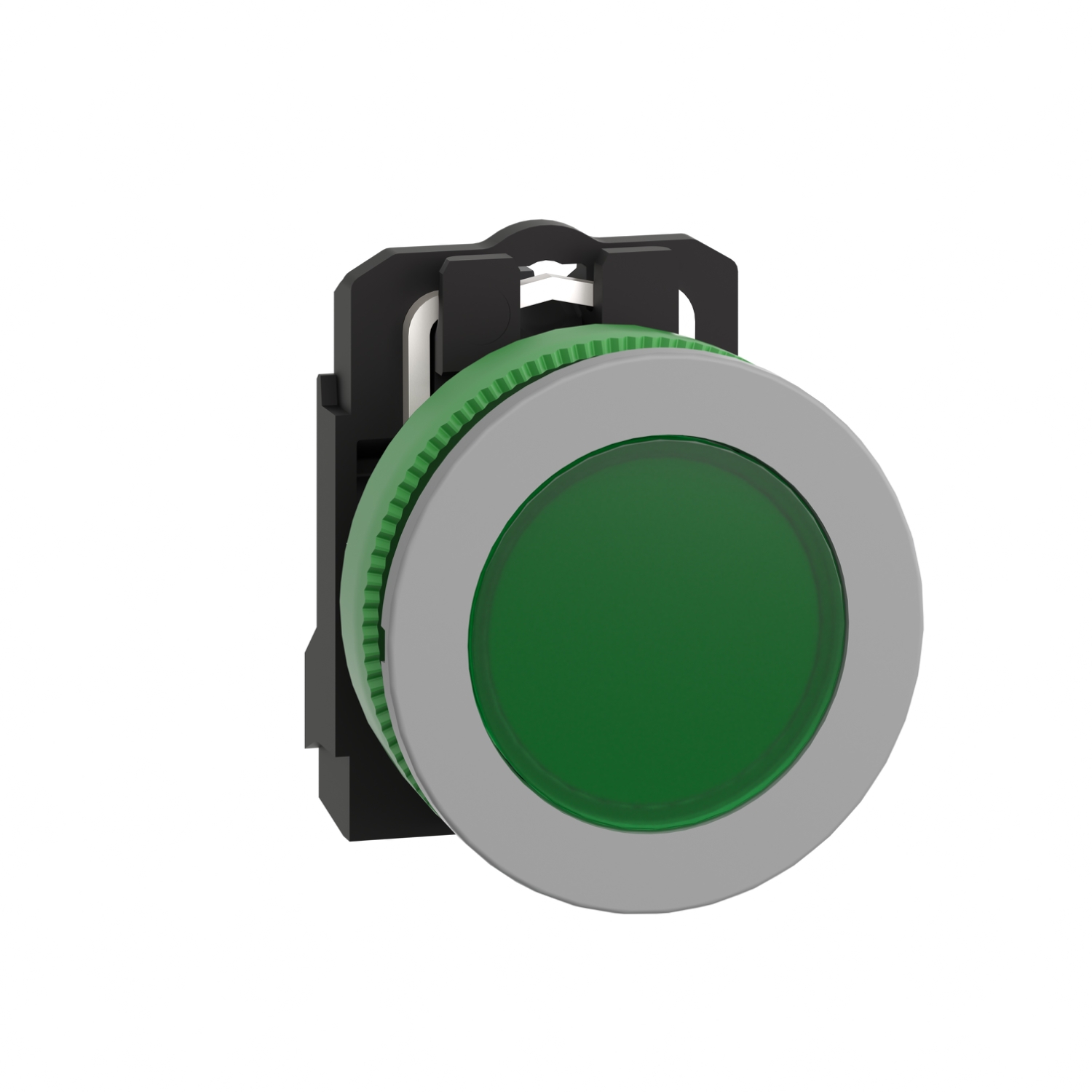 Schneider Electric, XB5F, Flush Mount Green LED Pilot Light, 30.5mm Cutout, IP66, IP67, Round, 24V ac/dc