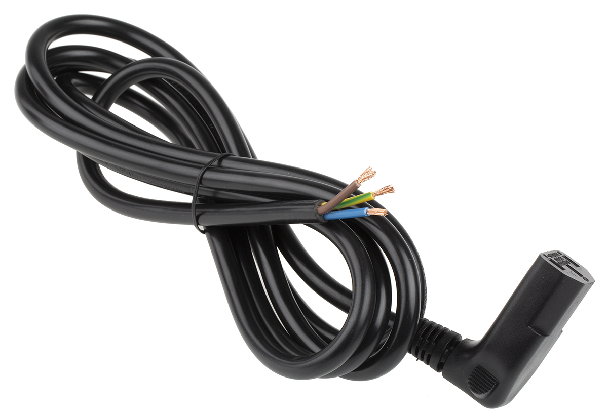 RS PRO Right Angle IEC C13 Socket to Unterminated Socket Power Cord, 2m
