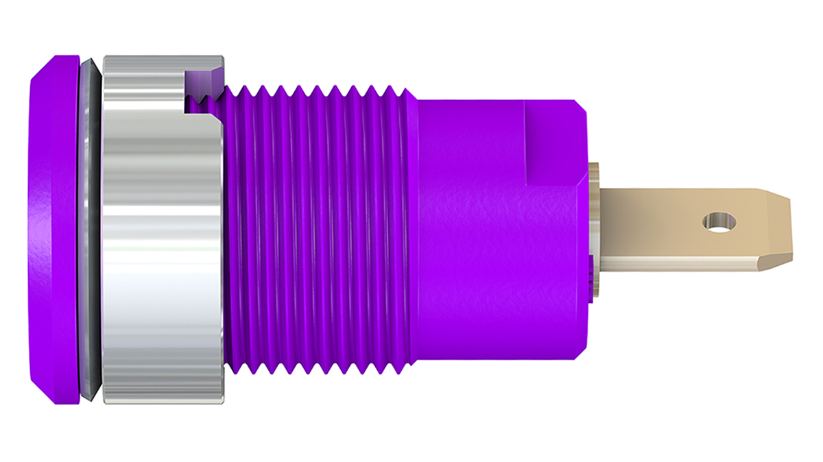 Staubli Violet Female Banana Socket, 4 mm Connector, Tab Termination, 24A, 1000V, Gold Plating