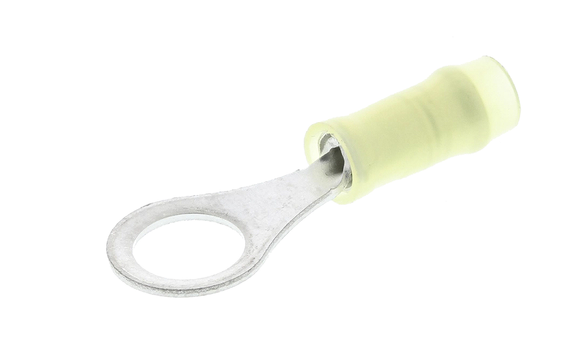 TE Connectivity, PIDG Insulated Ring Terminal, M4 Stud Size, 0.1mm² to 0.4mm² Wire Size, Yellow