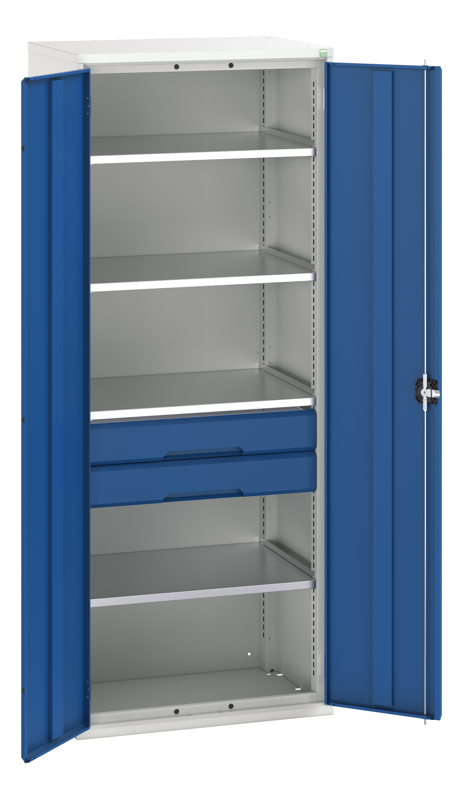 Bott 2 Door, 2 Drawer Sheet Steel Floor Standing Cupboard, 800 x 550 x 2000mm