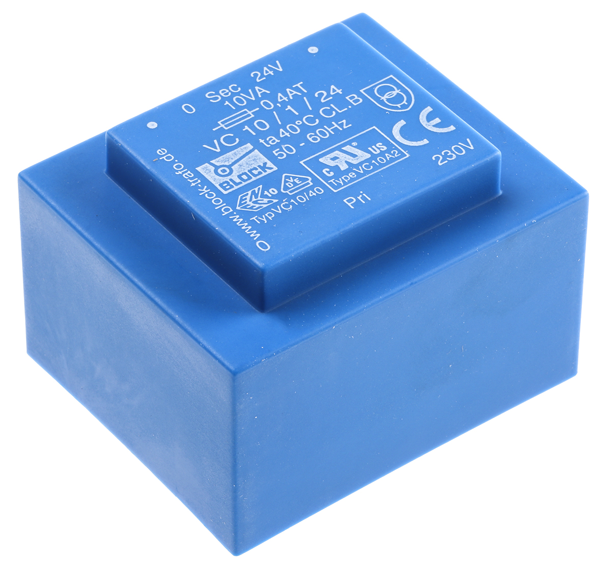 Block 24V ac 1 Output Through Hole PCB Transformer, 10VA