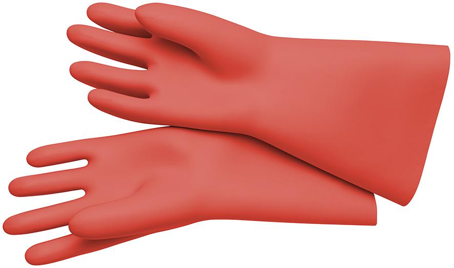 Knipex Electricians Gloves Red Natural Rubber Rubber Work Gloves, Size 10, Uncoated Coating