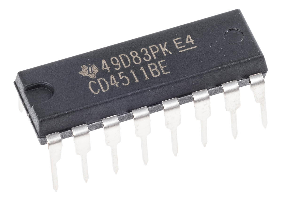 Texas Instruments CD4511BE, Decoder, 16-Pin PDIP