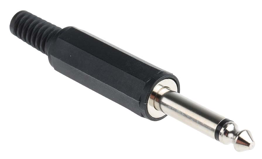 RS PRO Jack Connector 6.35 mm Cable Mount Mono Plug, 2Pole