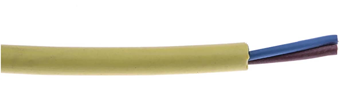 RS PRO Coiled 0.75 mm² 2 Core Power Cable, Yellow Thermoplastic Elastomers TPE, 1m